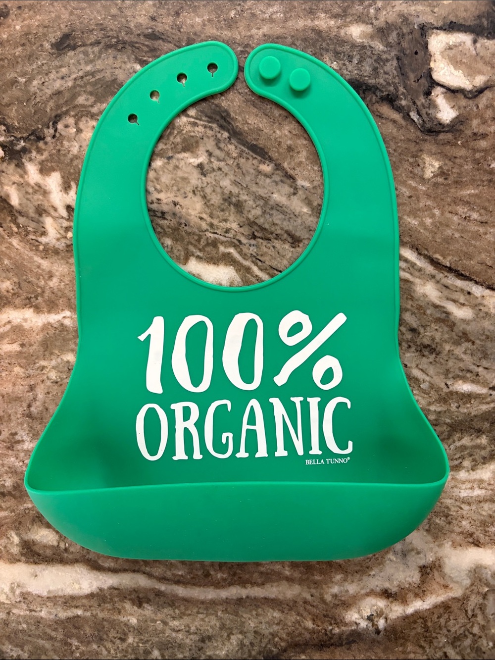 Bella Tunno Kids Silicone Bib in Green - 100% Organic Print